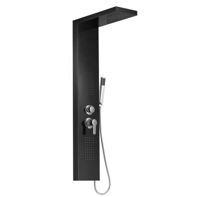 China With Sliding Bar Shower Panel Bathroom Stainless Steel Waterfall Black Shower Column Set Wall Tower Tower Shower Panels Shower Collone for sale