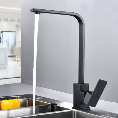 China 2021 Modern Kitchen Faucet Black Stainless Steel Water Tap sus304 304 Taps Brass Kitchen Mixer Sink Faucets for sale