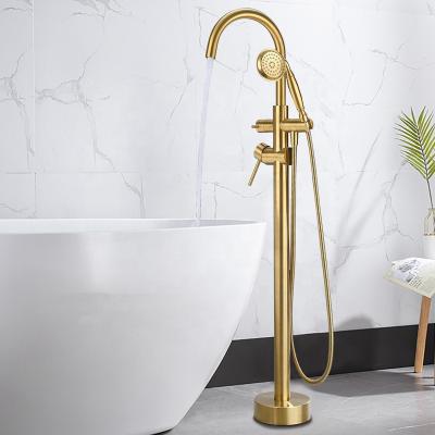 China With Slide Bar Bathtub Shower Faucets Floor Tub Bath Free Showers Bathroom Water Taps Shower Mixer Tap Free Standing Tub Faucet Set for sale