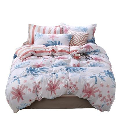 China Nondisposable White Tropical Print Sheet Double Front Non Shrinking Bed Sheet Set Comforter Bedding Bag for sale