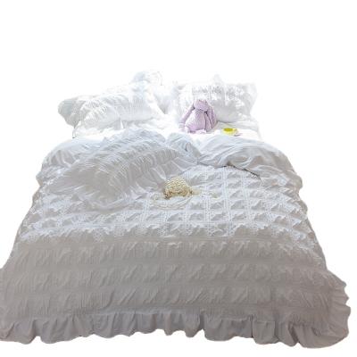 China Nondisposable Competitive Price Cotton Seersucker Comforter Blanket Pure White Bedding Kit For Household for sale