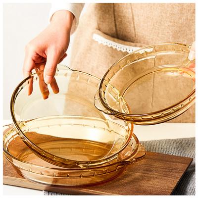 China Best Selling Sustainable 8 Inch Borosilicate Cookware Set Pizza Pie Food Baking Bakeware Tempered Glass Bakeware Dish Dish for sale