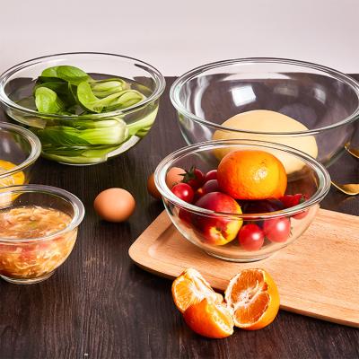 China Wholesale 500ml Viable Multifunctional Glass Salad Bowl Machine Round Fruit Prep Transparent Glass Bowl for sale