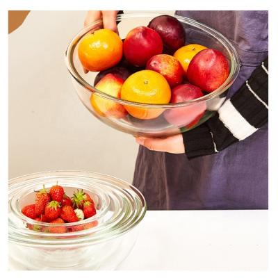 China Sustainable Microwave Safe Pyrex Bowl Dinnerware Sets 5pcs Big Bowl For Salad / Fruits / Soup Glass Bowl for sale