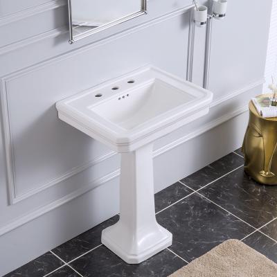 China Soft washhand basin CUPC hotel bathroom sanitaryware ceramic pedestal sink for sale