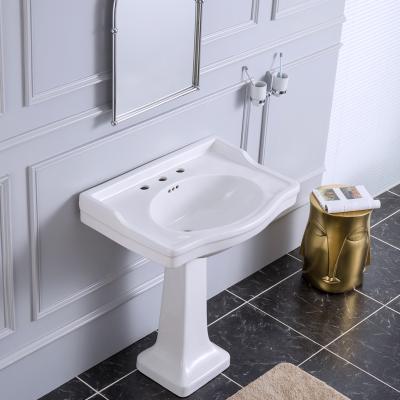 China Large Size Smooth Ceramic Hand Wash Pedestal Sink Oval Ceramic Sanitaryware Hotel Bathroom CUPC Basin for sale