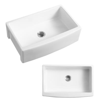 China Without Faucet Moden Style Apron Front Single Bowl Ceramic Kitchen Sink Counter Top for sale