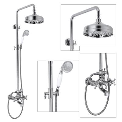 China With Slide Bar Factory Price Antique Brass Shower Faucet Set Bathroom Wall Mounted Shower for sale