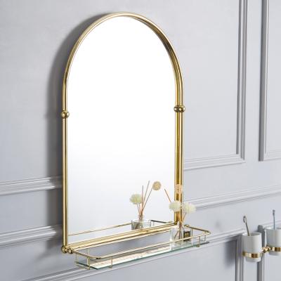 China New Arrival Antique Style Frame HD Bright Brass Mirror For Bathroom Basin for sale