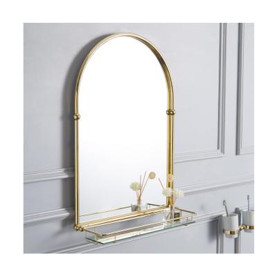 China Wholesale Price Bright European Modern Brass Makeup Mirror With Brass Frame Bathroom Mirror for sale