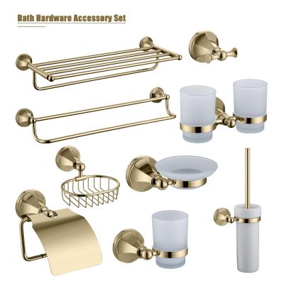 China Wholesale Antique Luxury Bathroom Accessories Brass High Quality Hardware 6 Pieces Set for sale