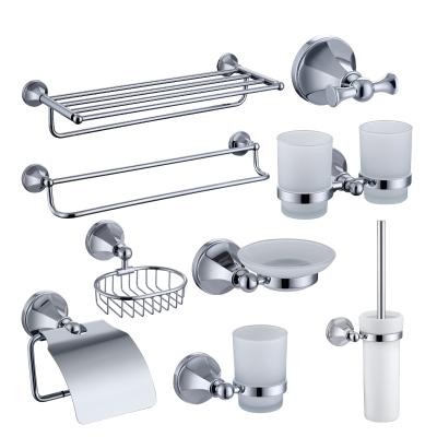 China Modern Most Durable Chrome Plated Brass Bathroom Accessory Set Luxury Bathroom Wall Mount Accessory Bracket for sale