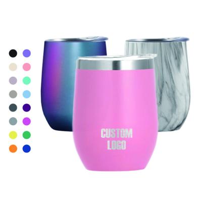 China Sustainable Personalized Double Wall Stainless Steel Vacuum Insulated Wine Tumbler With 12oz Straw Egg Products Drink Wine Tumbler for sale