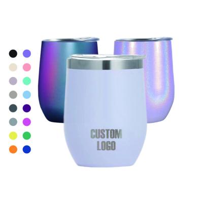 China Free Shipping US Sustainable Warehouse 12oz Insulated Vacuum Sublimation Whites Gradient Wine Tumbler Iced Coffee Cups for sale