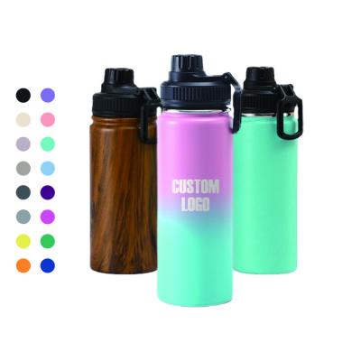 China Custom Viable Double Wall Insulated Wide Mouth Logo Water Bottle 32oz 40oz Stainless Steel Water Bottle With 3 Lids for sale