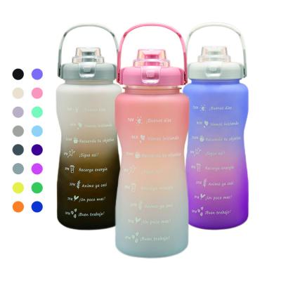 China Sustainable Reusable Drinking Water Bottles 2000ml Large Capacity 64oz Gallon Plastic Sport Water Bottle Set With Straw for sale