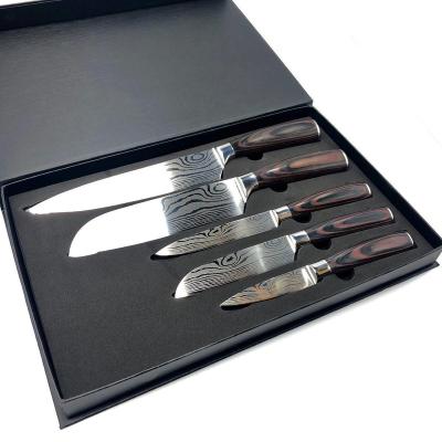 China Hot Selling Viable Hot Selling Laser Chefs Knives Set OEM Customized Amazon Factory Logo Japan Chef Knife Stainless Steel Damascus for sale