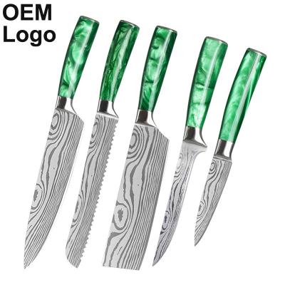 China Viable Custom Logo Stainless Steel Japan Laser Damascus Santoko Santoko Damascus Meat Chefs Butcher Knife Set Wholesale Kitchen Knives for sale