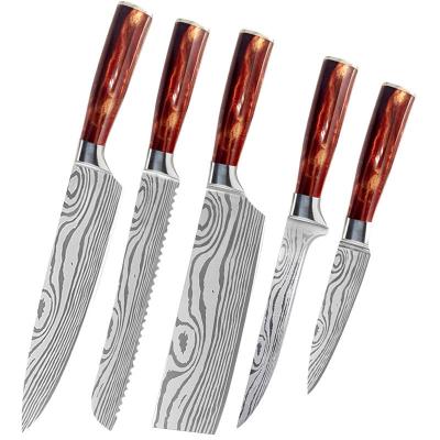 China 2021 New OEM Brand Amazon Amazon Kitchen Chef Knife Steel Set Viable Wholesale Laser Professional Japanese Damascus Meat Knives for sale