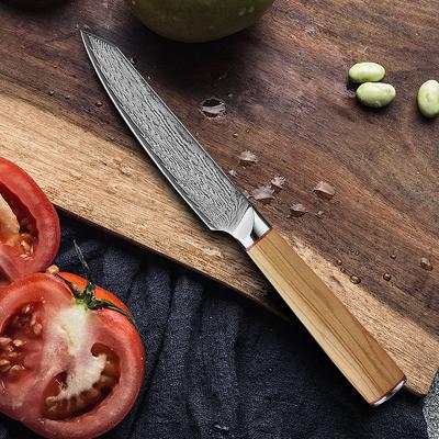 China Amazon Size Response Rate Viable Hot Selling Japan Olive Wood Handle Cutting Knives Damascus Steel Premium High Carbon Kitchen Knife for sale