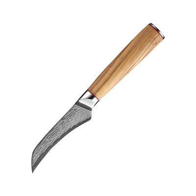 China 3.5 Standard Olive Wood Handle Viable Household Portable Quality Damascus Handmade Forged Steel Kitchen Knife Inch Paring Knives for sale