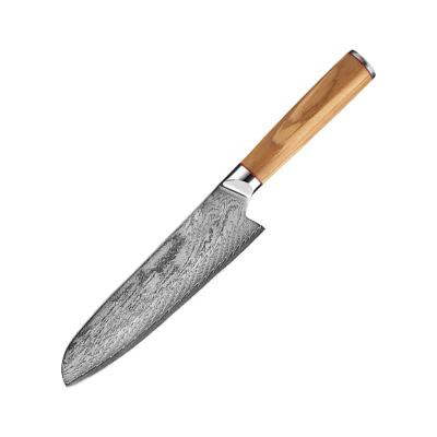 China Hot Selling Sharp Wooden Knives Germany 7 Inch Handle OEM New Arrival Viable Logo 67 Layer Damascus Steel Kitchen Santoku Knife Best for sale