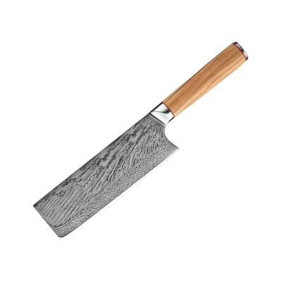 China Custom Logo OEM Amazon Damascus Steel Professional Handmade Cleaver Knife Viable Chef Knife With Olive Wood Handle Chefs Knives for sale