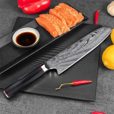 China Viable Classic Design In Stock High Quality 7 Inch Santoku Forged Knives All 73 Layers Damascus Steel Single Knife Steel Kitchen Knives for sale