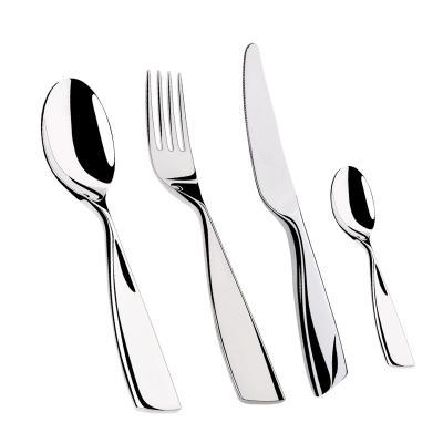 China OEM Logo viable wholesale hand forged tableware dinner spoon dinner fork cutlery set box 4 pcs stainless steel homefelt flatware set for sale