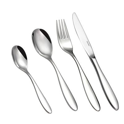 China Wholesale-Sustainable Hotel Luxury Metal Amazon Spoons And Fork Reusable Flatware 4pcs Sets With Sliver Stainless Steel Cutlery Set High End for sale