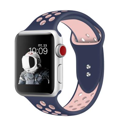 China ShanHai Silicone Replacement Rubber Breathable Soft Band For Apple Watch Series 5/4/3/2/1 38mm 42mm 40mm 44mm for sale