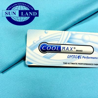 China 55% coolmax 45% anti-static coolpass quick dry wicking mesh fabric for sportswear for sale