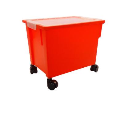 China Hard Sustainable Hot Sale Household Large Storage Box Red Plastic With Wheels for sale