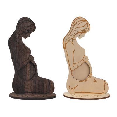 China Western AVAILABLE Pregnancy Announcement Ultrasound Picture Frame Sonogram Photo Frame Pregnant Women Gifts Wooden Engraved Frame for sale