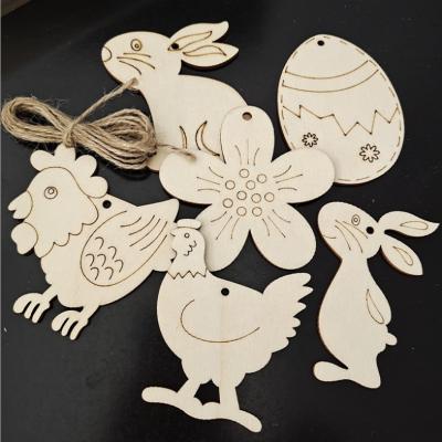 China High Quality Wooden Easter Bunny Ornament Chicken Egg Decorations Table Home Decor Room Decor Easter Ornaments For DIY Easter Party Decorations for sale