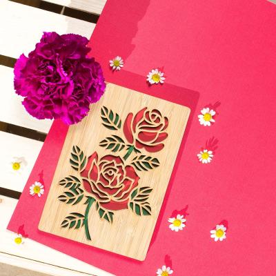 China Europe wholesale custom wood printing paper laser cut greeting card valentines day gifts for sale