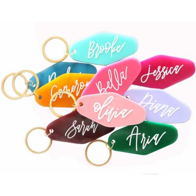 China Hot Sale Plastic Custom Printed Laser Cut Acrylic Key Chain Custom Name And Logo Key Chains for sale