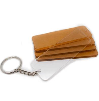 China Hot Sale Custom Gift Rectangles 10Packs Acrylic Transparent Key Chain Blanks For DIY Projects And Crafts for sale