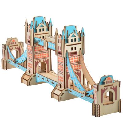 China DIY TOY Wooden Children's London Children's Puzzle Educational Toys First Tower Bridge Handmade Wooden Puzzle Educated Toys for sale