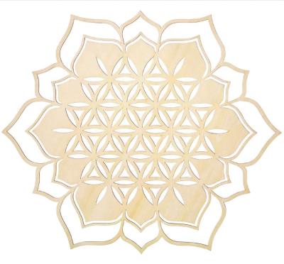 China Europe Hot Selling Yoga Flower of Life Lotus Wooden Wall Art Wall Decorations for Home Decorations for sale