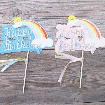 China Colorful Cake Topper Rainbow Cake Insert Customized Acrylic Cake Toppers for sale