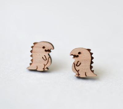 China BOHEMIA Delicate Detailed Wooden Dragon Wooden Earrings Cute Animal Stud Earrings for sale