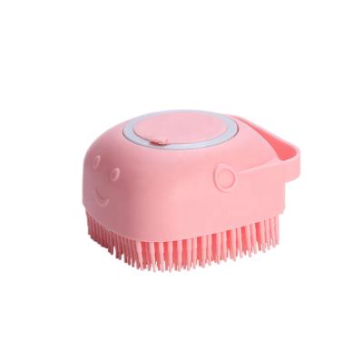 China Brush Hair Fur Grooming Cleaning Brush Shampoo Dispenser Silicone Rubber Stocked Soft Material for sale