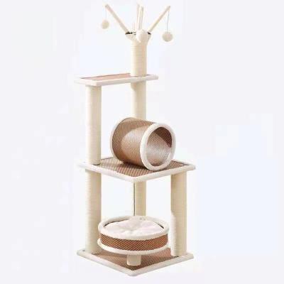 China Cat Climbing Pet Furniture Wholesale Custom Available Cat Climbing Frame Tree House Sustainable Tower Cat Trees for sale