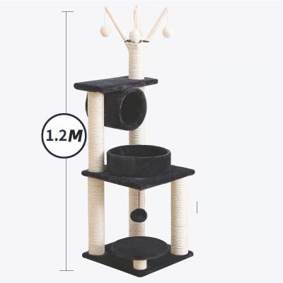 China Cat Tree Kitten Cozy Bed Viable 3-Tiers with Cat Climbing Shelves Featuring Balls with Scratching Post for sale