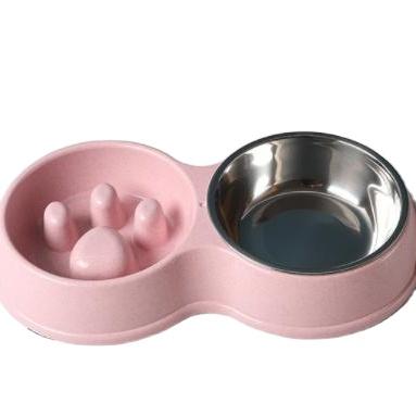 China Ceramic Pet Supplies Products Plastic Eating Cat Dog Food Bowl Feeder Slow Feeder Water Bottle Dual Use for sale