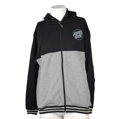 China Men Black Grey Hooded Zippered Sweatshirt Jackets With Letter Printed Patterns for sale