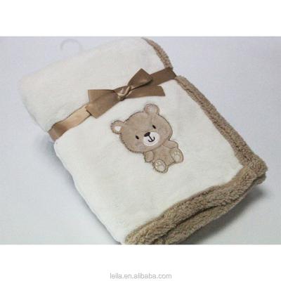 China Other Solid Color Fleece Polyester Cozy Breathable 100% Embroidered Baby Blanket With Cartoon Patterns for sale