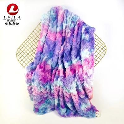 China PORTABLE Hot Selling 2 Layers Tie Dye Velvet PV Plush Weighted Therapy Blankets for sale