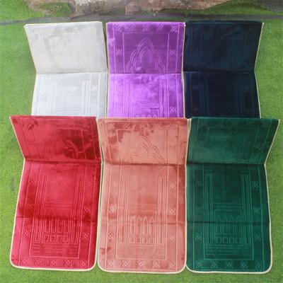 China Wholesale Washable Turkish Prayer Liner Thick Muslin Islamic Foldable Prayer Mat Islam With Back Rest for sale